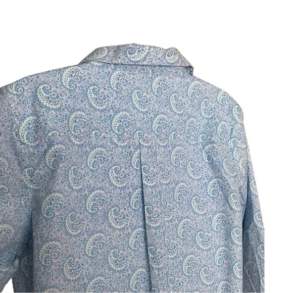 L.l.bean BUTTON UP BLOUSE IN BLUE PAISLY PRINT SIZE MEDIUM - Picture 4 of 11
